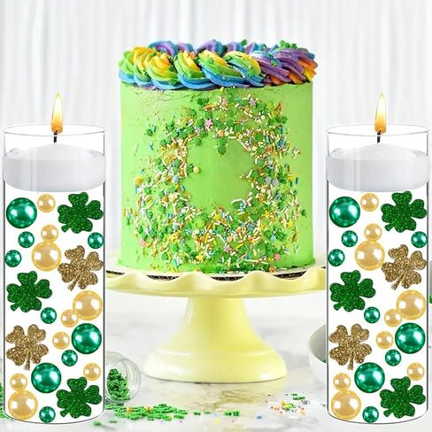 106 قطعة من حشو مزهرية عيد القديس باتريك باللون الأخضر اللامع لتزيين المزهريات لحشو المزهريات لتزيين الطاولة المركزية (ذهبي) in Kuwait