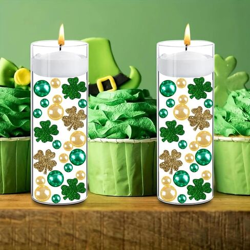 106 قطعة من حشو مزهرية عيد القديس باتريك باللون الأخضر اللامع لتزيين المزهريات لحشو المزهريات لتزيين الطاولة المركزية (ذهبي) in Kuwait