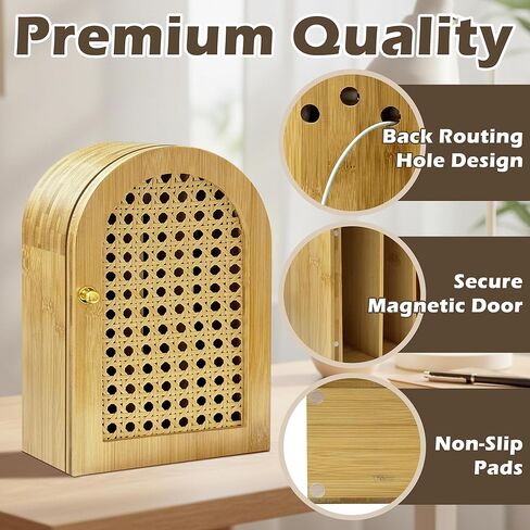 Bamboo Phone Box,Premium Cell Phone Box for Family Time, Cell Phone Jail with Charging Holes,Phone Lock Box Holds 6 Phones (Oak) in Saudi Arabia