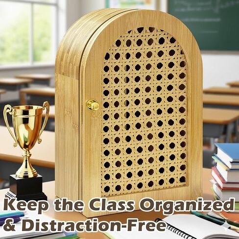 Bamboo Phone Box,Premium Cell Phone Box for Family Time, Cell Phone Jail with Charging Holes,Phone Lock Box Holds 6 Phones (Oak) in Saudi Arabia
