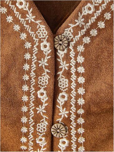 OYOANGLE Women's Button Front Fringe Cowgirl Vest Embroidered V Neck Sleeveless Crop Jackets in Saudi Arabia