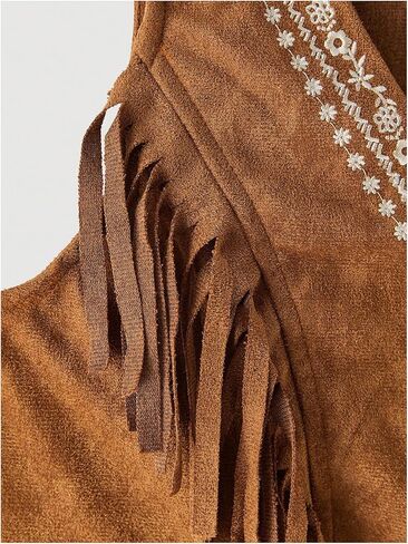 OYOANGLE Women's Button Front Fringe Cowgirl Vest Embroidered V Neck Sleeveless Crop Jackets in Saudi Arabia