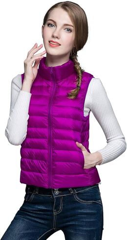 ebossy Women's Ultra-Light Packable Stand Collar Down Vest in Saudi Arabia