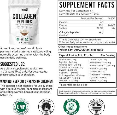 Bovine Collagen Peptides Powder Hydrolyzed Type I & III Protein, Grass-Fed Pasture-Raised Source, Unflavored Collagen Supplement Paleo-Friendly For Active Lifestyles & Wellness Non-GMO,1.16 lbs (525g) in Saudi Arabia