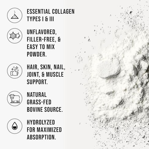 Bovine Collagen Peptides Powder Hydrolyzed Type I & III Protein, Grass-Fed Pasture-Raised Source, Unflavored Collagen Supplement Paleo-Friendly For Active Lifestyles & Wellness Non-GMO,1.16 lbs (525g) in Saudi Arabia