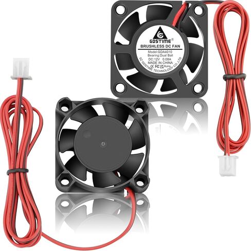 GDSTIME 30x30x10mm 12 Volts E3D V6 Hotend Fan, High Speed Dual Ball Bearing 3010 12V DC Brushless Cooling 2-Pin 39 Inches Cable for 3D Printer Extruder CNC Control Board Heatsink Laser Module, 2-Pack in Kuwait