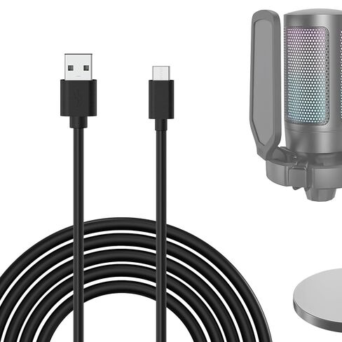 Geekria for Creators Type C to USB A Microphone Cable 6.6 ft / 2 M, Compatible with FIFINE AmpliGame A6, HyperX QuadCast S, SoloCast, Logitech G Yeti GX, TONOR TC30 Mic Cord (Black) in Saudi Arabia