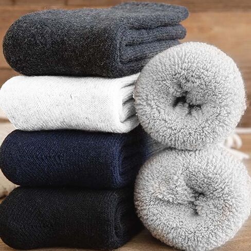 5 Pairs Mens Casual Thermal Thick Crew Socks Cozy Breathable Dress Boot Socks in Saudi Arabia