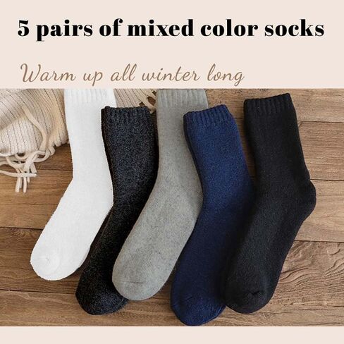5 Pairs Mens Casual Thermal Thick Crew Socks Cozy Breathable Dress Boot Socks in Saudi Arabia