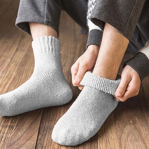 5 Pairs Mens Casual Thermal Thick Crew Socks Cozy Breathable Dress Boot Socks in Saudi Arabia