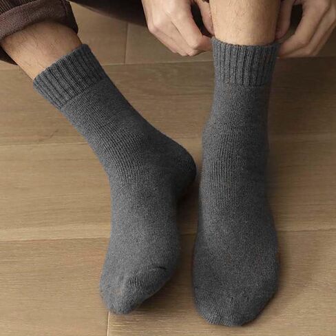 5 Pairs Mens Casual Thermal Thick Crew Socks Cozy Breathable Dress Boot Socks in Saudi Arabia