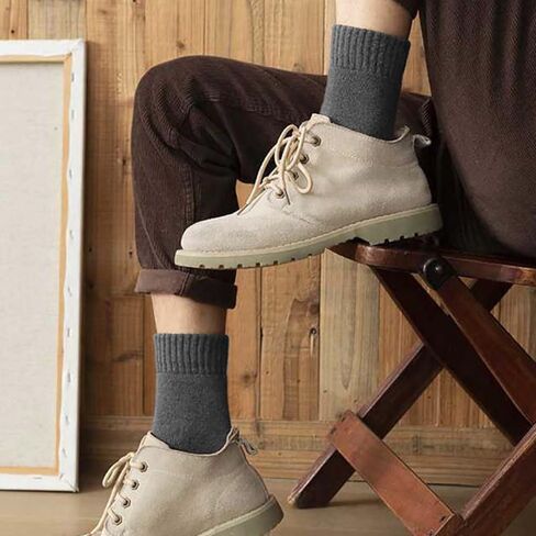 5 Pairs Mens Casual Thermal Thick Crew Socks Cozy Breathable Dress Boot Socks in Saudi Arabia