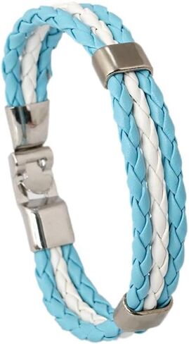 Multicolor Hraided PU Leather Alloy Buckle National Flag Bracelet Country Cuff Braided Rope Wristband Jewelry Gifts in Saudi Arabia