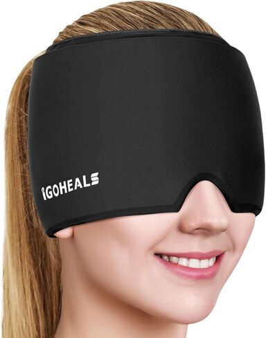 Cold Head Cap, Ice Head Hat, Compressed Ice Head Wrap Wearable Comfortable &Strechable-Black in Kuwait
