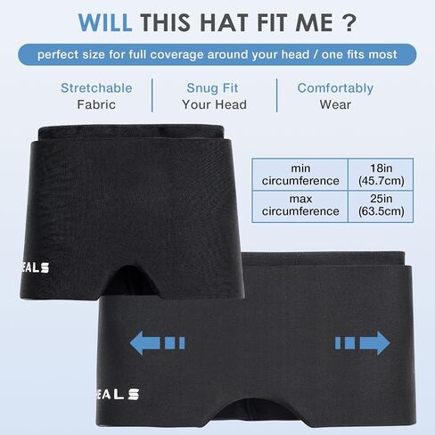 Cold Head Cap, Ice Head Hat, Compressed Ice Head Wrap Wearable Comfortable &Strechable-Black in Kuwait