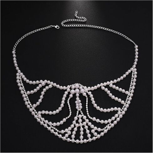 Rhinestone Pearl Mask Masquerade Face Chain Multi-layered Crystal Pearl Mesh Veils Face Jewelry for Women Festival Rave Concert in Saudi Arabia