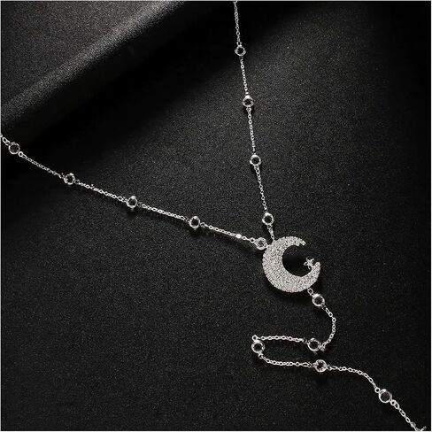 Simple Rhinestone Moon Star Back Chain Body Jewelry for Women Sexy Backless Crystal Necklace Bridal Wedding Backdrop Dress Accessories Jewelry in Saudi Arabia