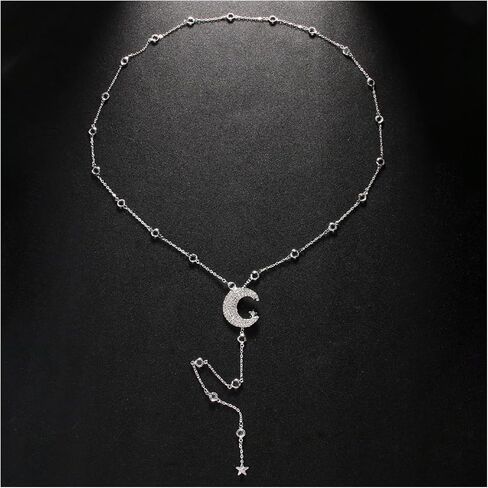 Simple Rhinestone Moon Star Back Chain Body Jewelry for Women Sexy Backless Crystal Necklace Bridal Wedding Backdrop Dress Accessories Jewelry in Saudi Arabia