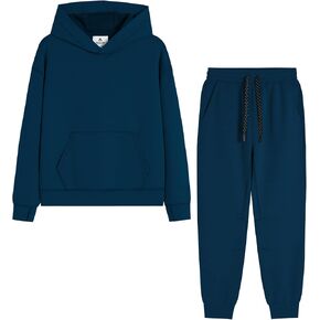 MERIDIANO Boys Sweatsuit 2 Piece Outfits Cozy Athletic Tracksuit Set Pullover Hoodie and Jogger Pants Kids Clothes Size 5-16 in Saudi Arabia