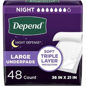 Depend Underpads XL, Disposable Incontinence Bed Pads for Adults, Slip Resistant, 36" x 30", 48 Count in Kuwait
