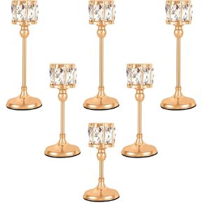 Crystal Tealight Candle Holders,Votive Candle Stands Wedding centerpieces for Tables Crystal Candlestick，Centerpiece Table Decorations (Gold, 4 Sets (12 Pieces)) in Saudi Arabia
