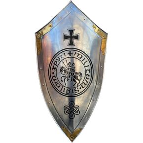 Young Artisan Medieval 30" Templar Knight Shield 18 Gauge Steel Heater LARP SCA Shield for Home Decor & Cosplay Use in Saudi Arabia