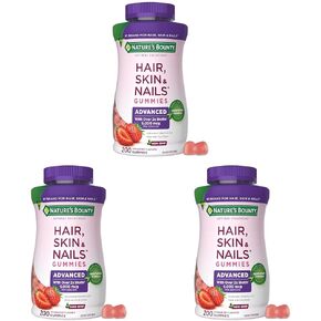 Nature's Bounty Optimal Solutions Advanced Hair, Skin and Nails Pectin Gummies, 2X Biotin Per Serving, Made with Fruit Pectin, No Stick Gummy, Vegetarian Formula, Non-GMO, Strawberry Flavor, 200 ct in Kuwait
