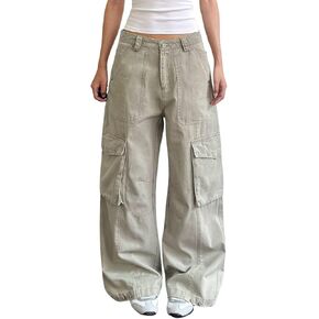 السراويل البضائع الفضفاضة للنساء والرجال عالية الخصر Y2k الهيب هوب السراويل الجرونج مستقيم الساق مع جيوب الملابس الكاجوال in Kuwait