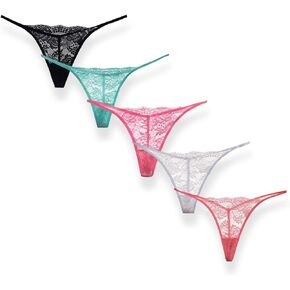Sexy G-string Thong Panty Underwear Pack of 5 (Large, T-string)Assorted in Saudi Arabia