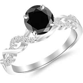 1.13 Ctw 14K White Gold Round Twisting infinity Diamond Engagement Ring w/ 1 Carat Blue Diamond in Kuwait