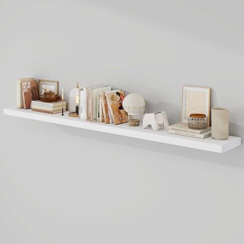 30 Inch Floating Shelves, 9.3" Deep Floating Shelf Wall Mounted, 30" Wall Shelves, Rustic Deep Bookshelf, Large Display Shelves & Storage Shelves for Bedroom, Living Room, White, Set of 2 in Kuwait