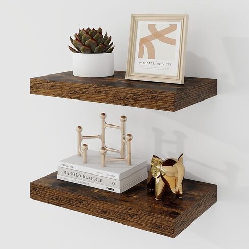 30 Inch Floating Shelves, 9.3" Deep Floating Shelf Wall Mounted, 30" Wall Shelves, Rustic Deep Bookshelf, Large Display Shelves & Storage Shelves for Bedroom, Living Room, White, Set of 2 in Kuwait