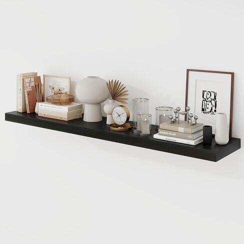 30 Inch Floating Shelves, 9.3" Deep Floating Shelf Wall Mounted, 30" Wall Shelves, Rustic Deep Bookshelf, Large Display Shelves & Storage Shelves for Bedroom, Living Room, White, Set of 2 in Kuwait