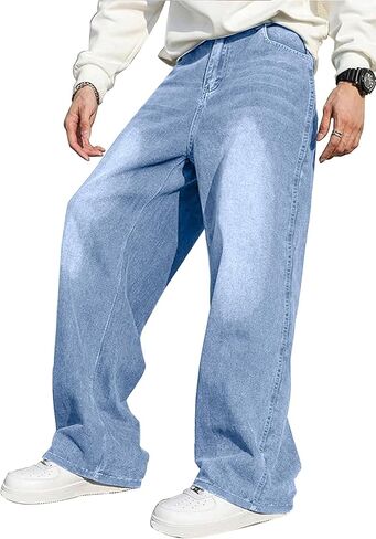 1 Piece Boys' Loose Fashion Jeans: Light Blue Washed Straight-Leg Casual in Saudi Arabia