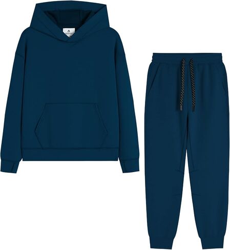MERIDIANO Boys Sweatsuit 2 Piece Outfits Cozy Athletic Tracksuit Set Pullover Hoodie and Jogger Pants Kids Clothes Size 5-16 in Saudi Arabia
