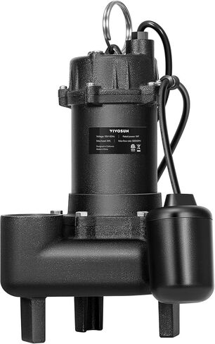 VIVOSUN 3/4HP Submersible Sewage/Effluent Pump, 4680 GPH, Cast Iron Sump Pump with Automatic Adjustable Float Switch & 2'' NPT discharge, Perfect for Sewage System, Septic Tank, Basement in Kuwait