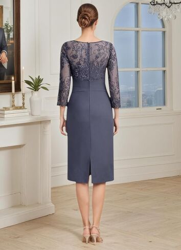 2 Pieces Mother of The Bride Dresses for Women Lace Applique Chiffon Knee Length Formal Evening Party Gowns with Jacket in Saudi Arabia