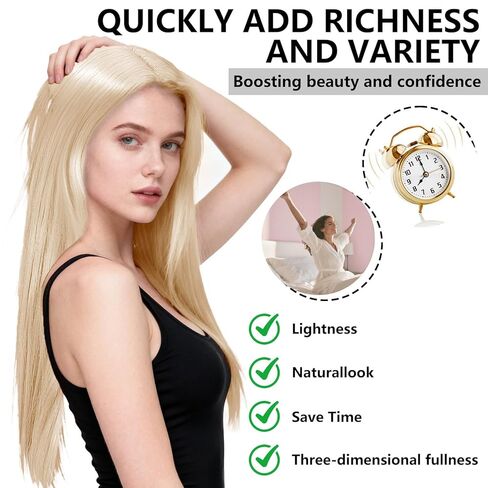 blonde Wigs Straight with Flat Bangs Synthetic Colorful Cosplay long Wig for Women + Free Wig Cap 14" Natural As Real in Saudi Arabia
