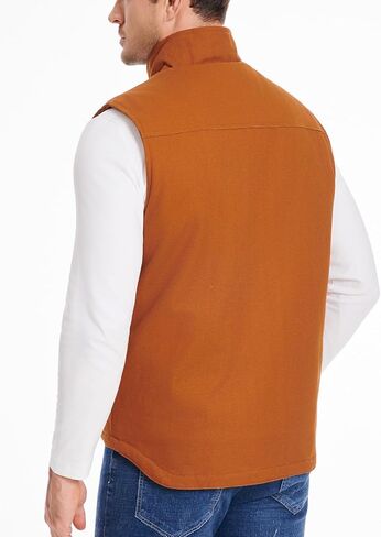 CARWORNIC Waterproof Washed Duck Vest Winter Sherpa Fleece Lined Loose Fit Mock-Neck Insulated Canvas Workwear Vest in Saudi Arabia
