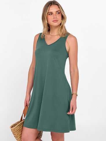 ANRABESS Womens Summer Casual V Neck Sleeveless Mini Dress 2026 Beach Cover Up Sundress Trendy Cute Vacation Clothes in Saudi Arabia