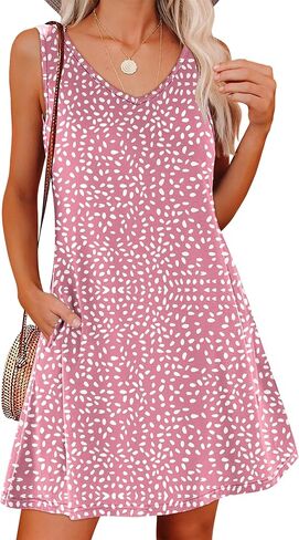ANRABESS Womens Summer Casual V Neck Sleeveless Mini Dress 2026 Beach Cover Up Sundress Trendy Cute Vacation Clothes in Saudi Arabia