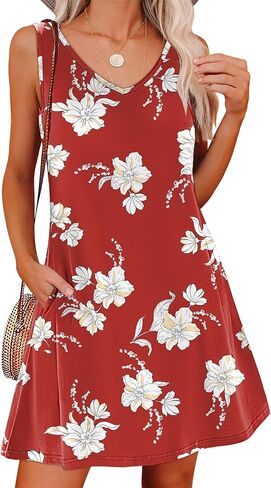 ANRABESS Womens Summer Casual V Neck Sleeveless Mini Dress 2026 Beach Cover Up Sundress Trendy Cute Vacation Clothes in Saudi Arabia
