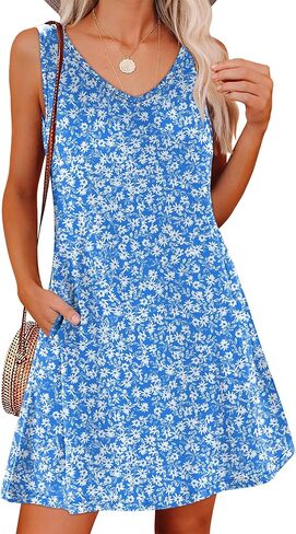 ANRABESS Womens Summer Casual V Neck Sleeveless Mini Dress 2026 Beach Cover Up Sundress Trendy Cute Vacation Clothes in Saudi Arabia