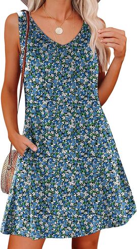 ANRABESS Womens Summer Casual V Neck Sleeveless Mini Dress 2026 Beach Cover Up Sundress Trendy Cute Vacation Clothes in Saudi Arabia