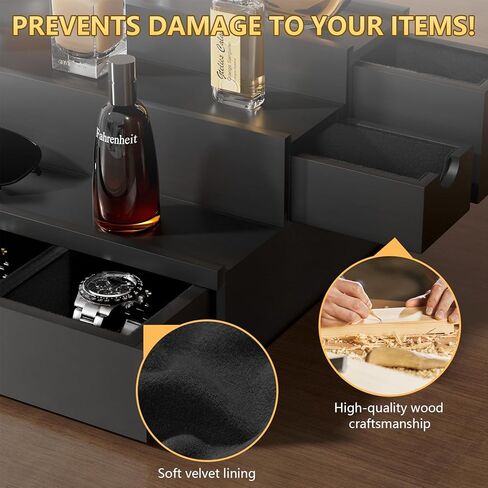 Cologne Organizer for Men, Perfume Stand, Wood Cologne Stand with Flocking Drawer and Hidden Compartment, Perfume Organizer, Cologne Display Shelf, Great Gift for Man in Kuwait