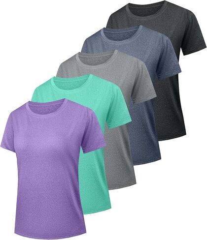 5/6 Pack Women's Dry Fit Workout Top Short Sleeve Athletic Yoga Tee T-Shirts UPF 50+ UV Sun Protection Swim Shirts in Kuwait