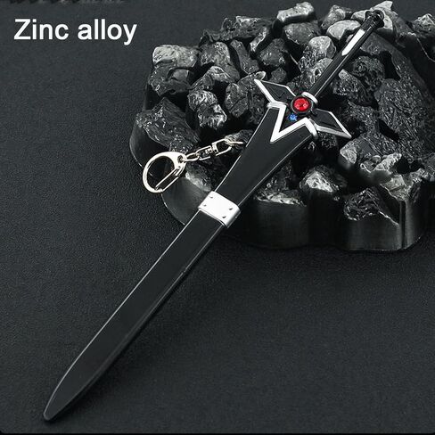 FAYAIALO 8.7 inches SAO Kirito Elucidator Dark Repulsor Sword Mini Metal Katana Samurai Sword Model Keychains Collection Gift in Saudi Arabia