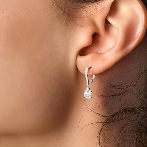 Moissanite Drop Earrings, 2.54Ct, D Color, VVS1 Leverback Earrings, 925 Sterling Silver Dangle Drop Earrings for Women Hypoallergenic, Women's Jewelry Mother's Day Gift in Saudi Arabia