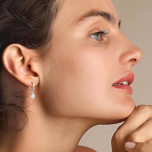 Moissanite Drop Earrings, 2.54Ct, D Color, VVS1 Leverback Earrings, 925 Sterling Silver Dangle Drop Earrings for Women Hypoallergenic, Women's Jewelry Mother's Day Gift in Saudi Arabia