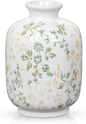 Hollyone Blue and White Porcelain Vase Chinoiserie Floral Vase Large Vintage Tall Blue Ceramic Vase for Home Mantle Shelf Living Room Table Centerpieces Decor, 7 Inch in Saudi Arabia